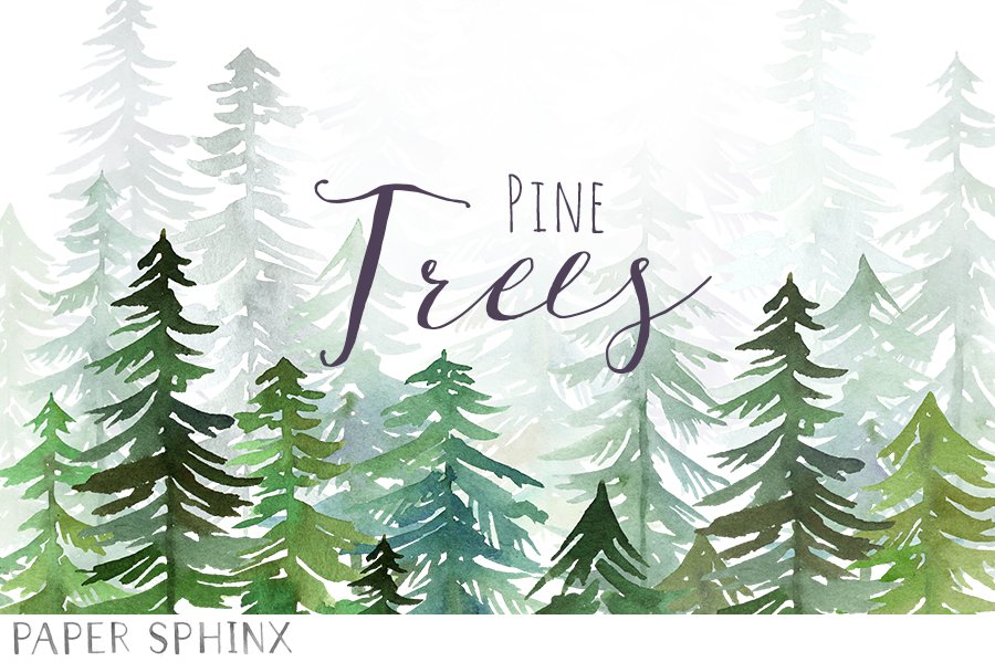 Watercolor Pine Trees Pack cover image.