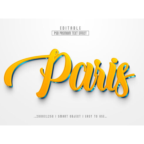 The word paris written in yellow and blue on a white background.