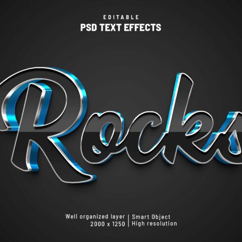 Rocks Black blue editable text PSDcover image.
