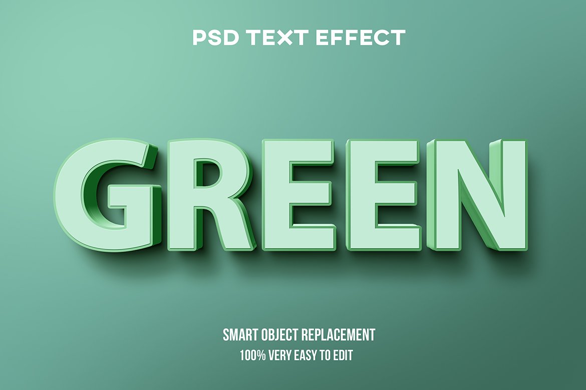 Pastel Green Text Effect 3D Psdcover image.