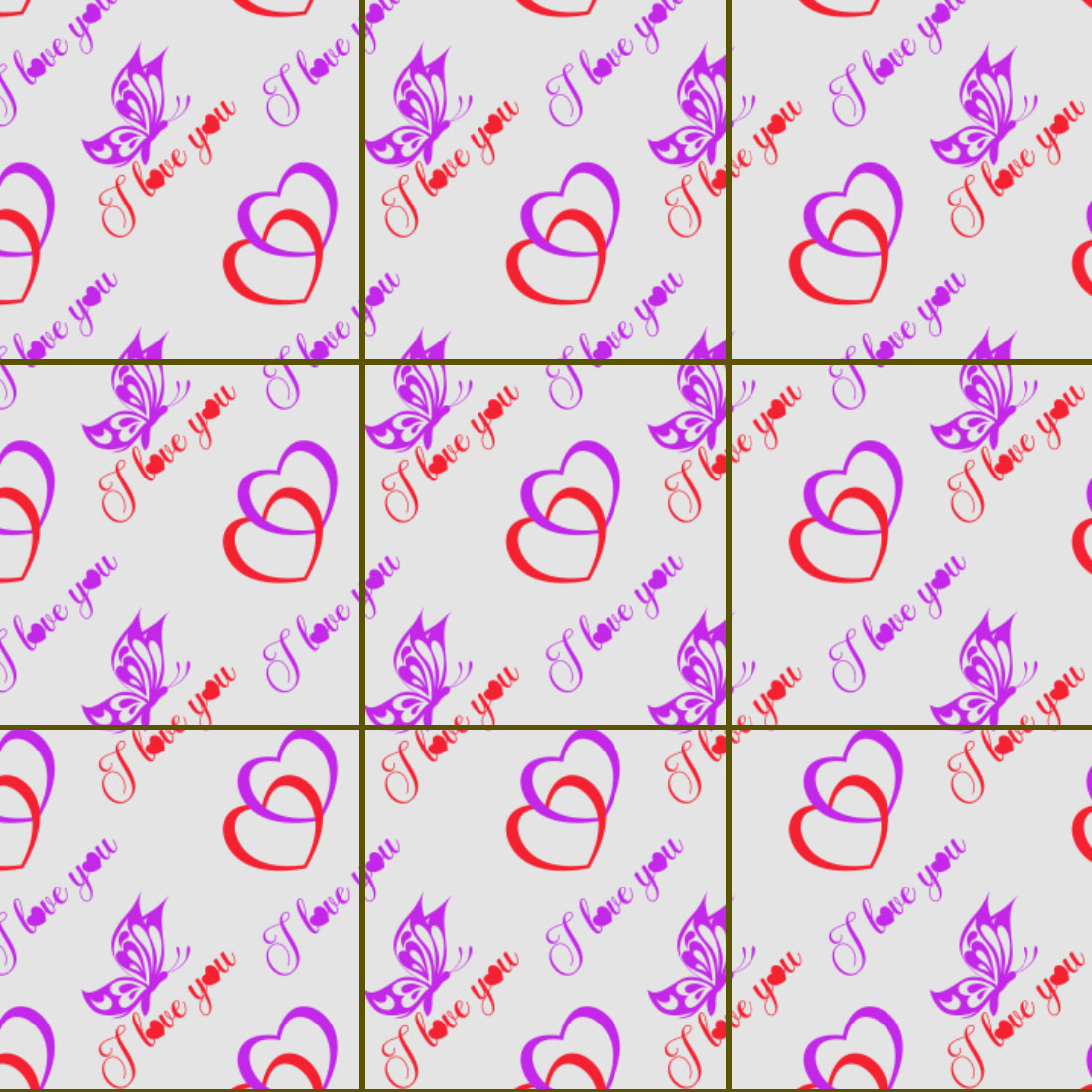 I Love You Valentines Butterfly Heart Seamless Pattern Design preview image.