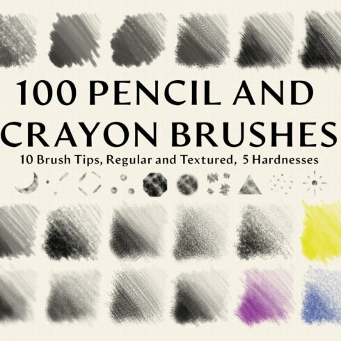 100 Pencil and Crayon Brushescover image.