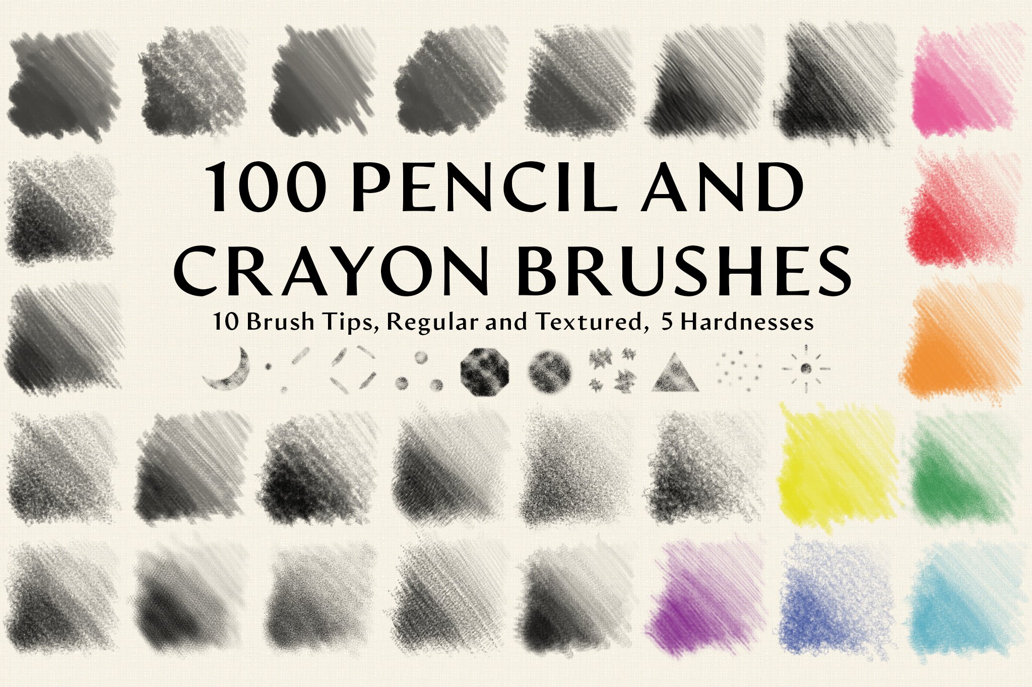 100 Pencil and Crayon Brushescover image.