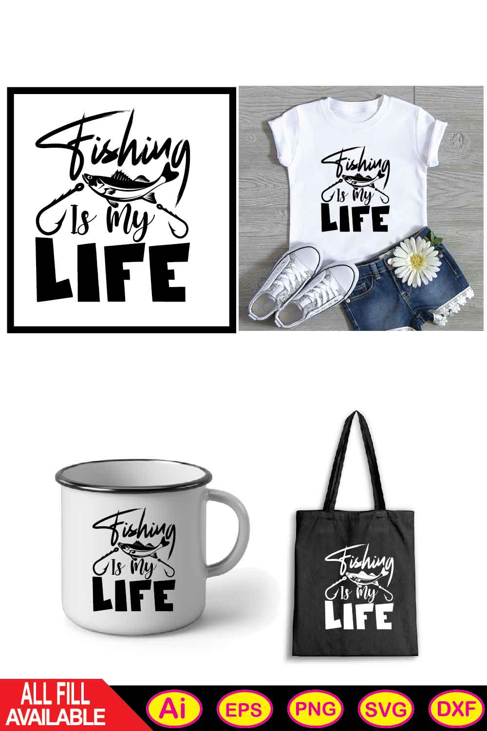 Fishing Is My Life t-shirt pinterest preview image.