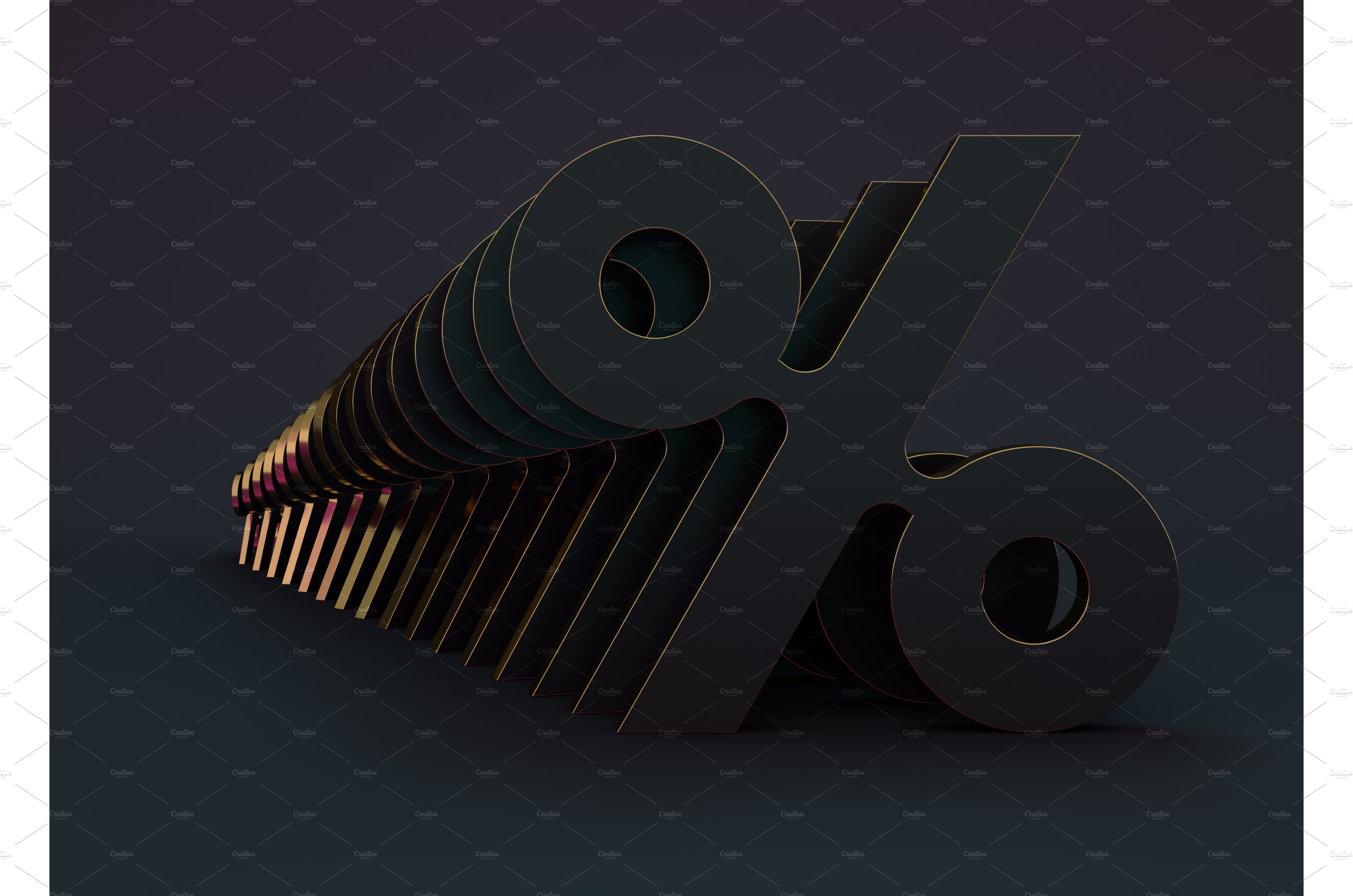 A pile of black and gold letters on a black background.