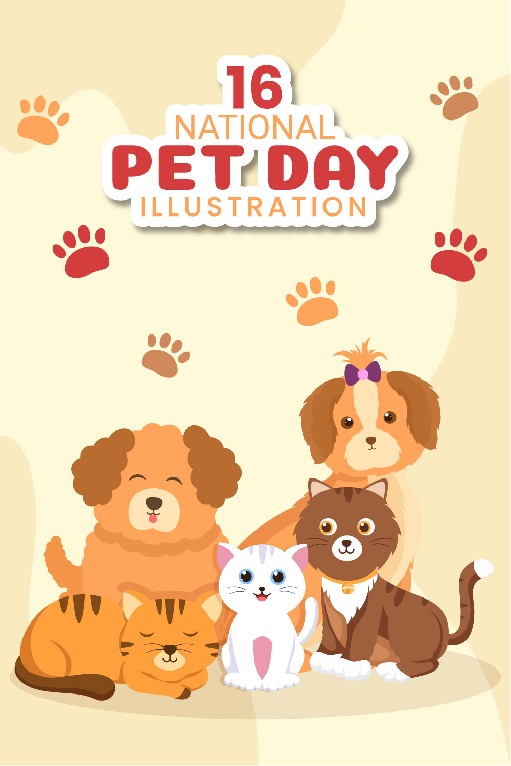 16 National Pet Day Illustration pinterest preview image.