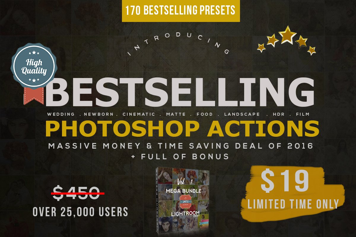 170 Bestselling Photoshop Actionspreview image.