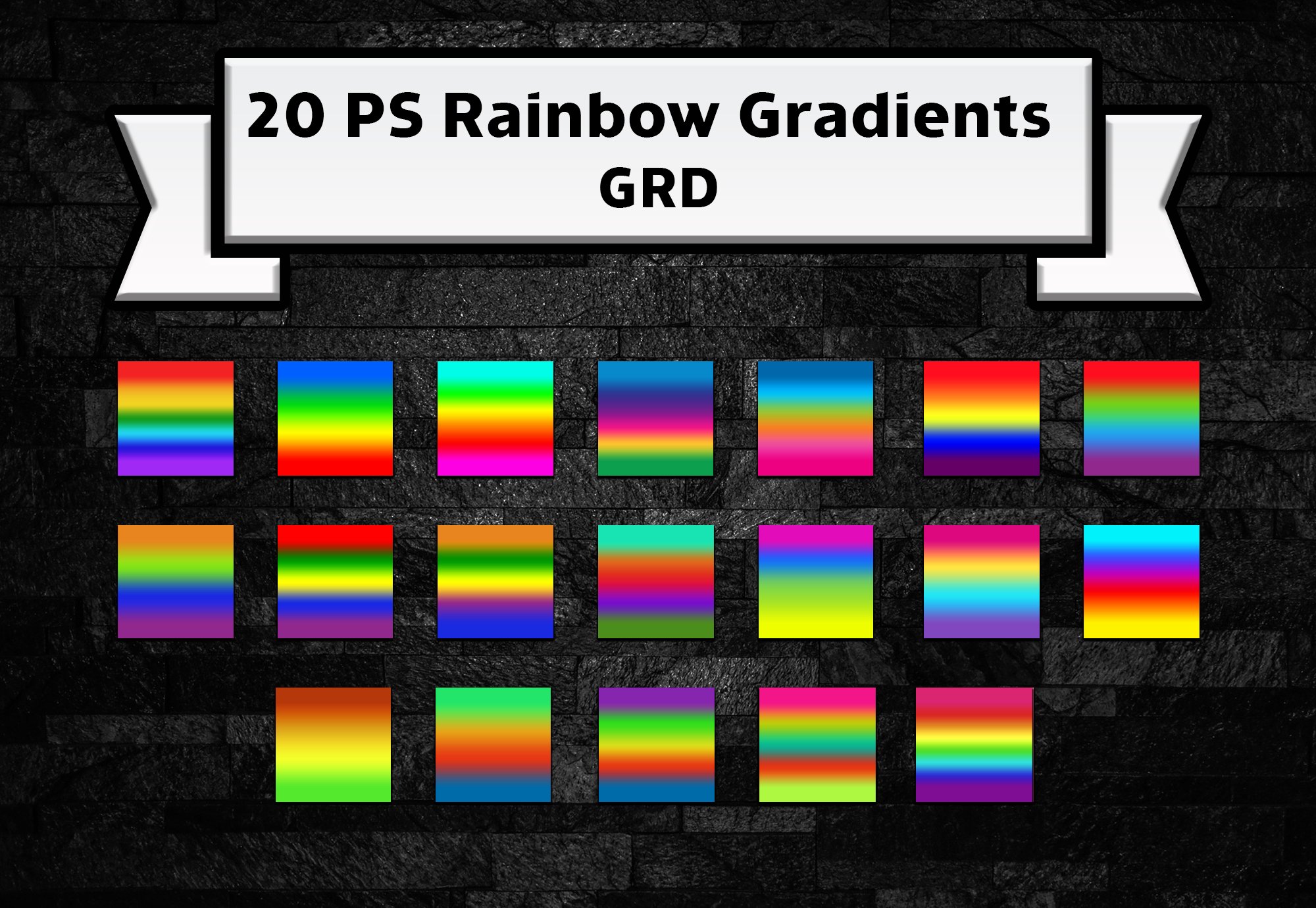 Adobe Photoshop rainbow gradient setcover image.