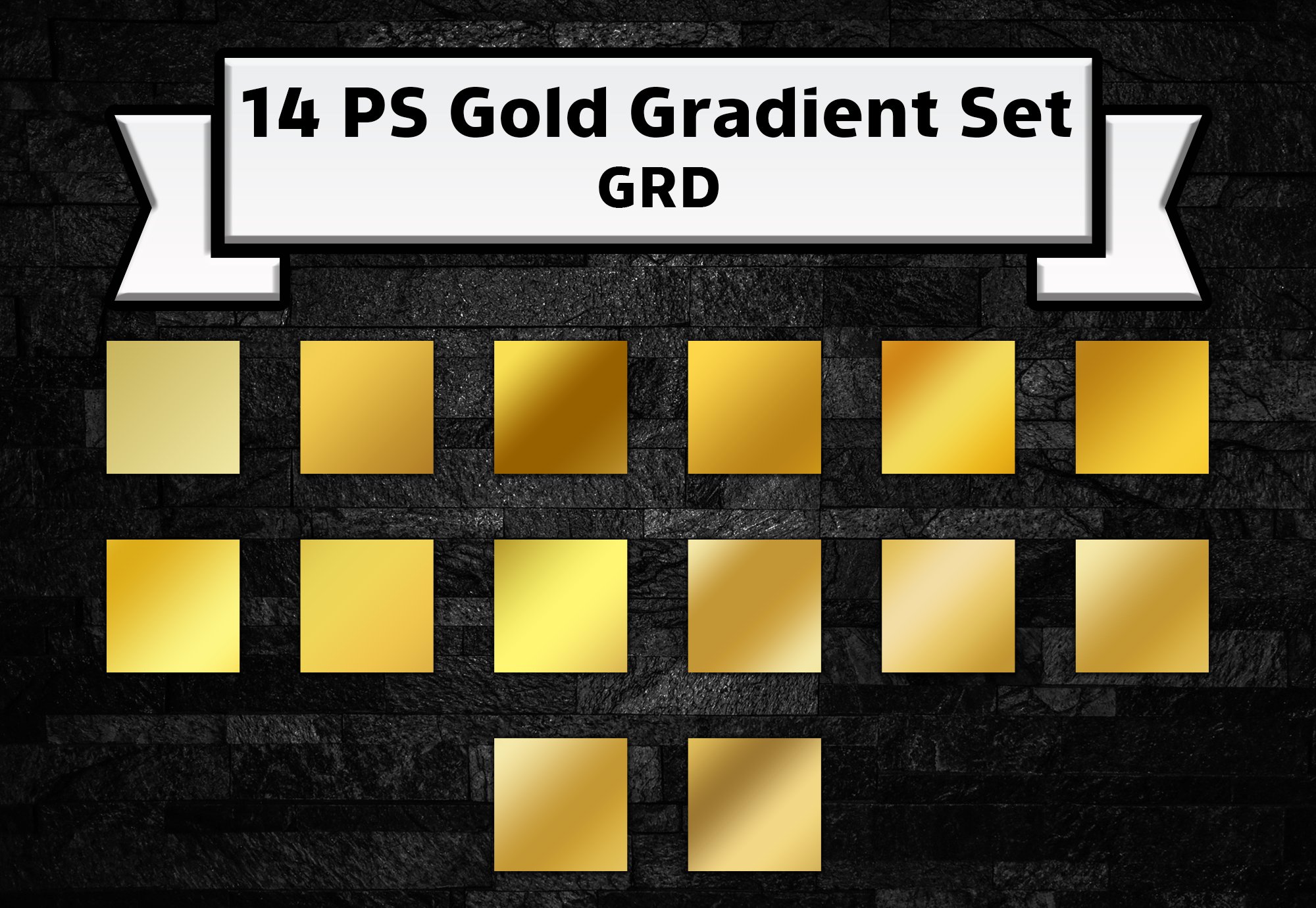 Gold gradients set for Photoshopcover image.