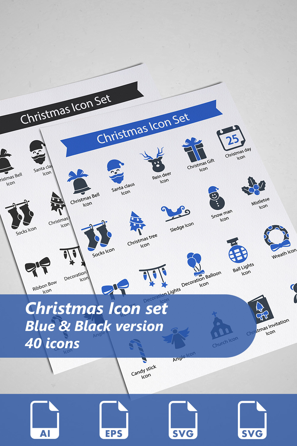 Christmas Icon Set pinterest preview image.