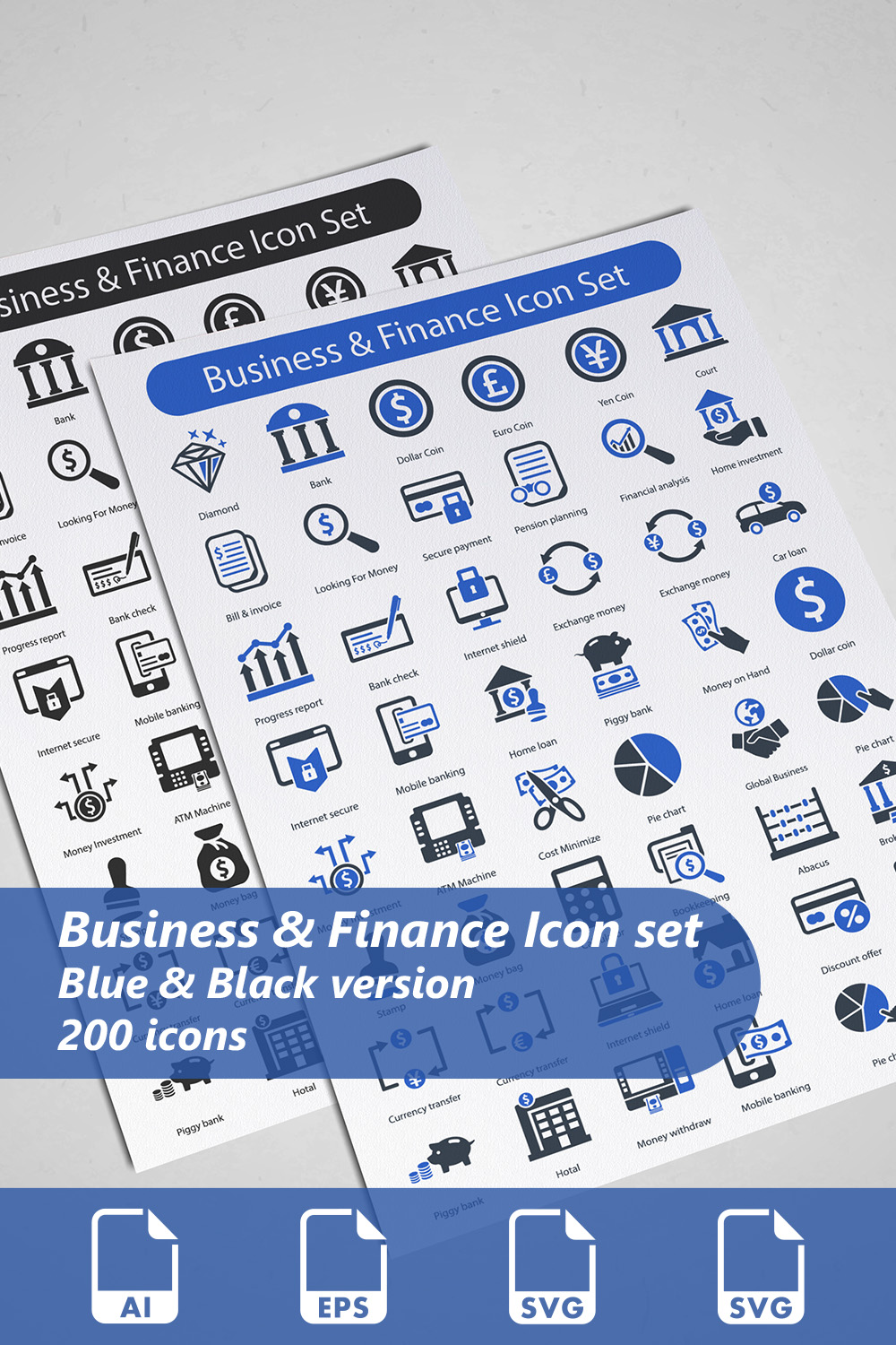 Business And Finance Icon Set pinterest preview image.