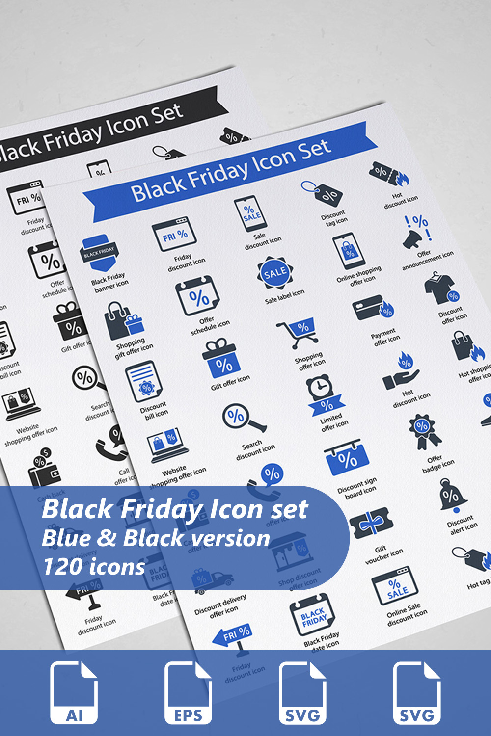 Black Friday Icon Set pinterest preview image.