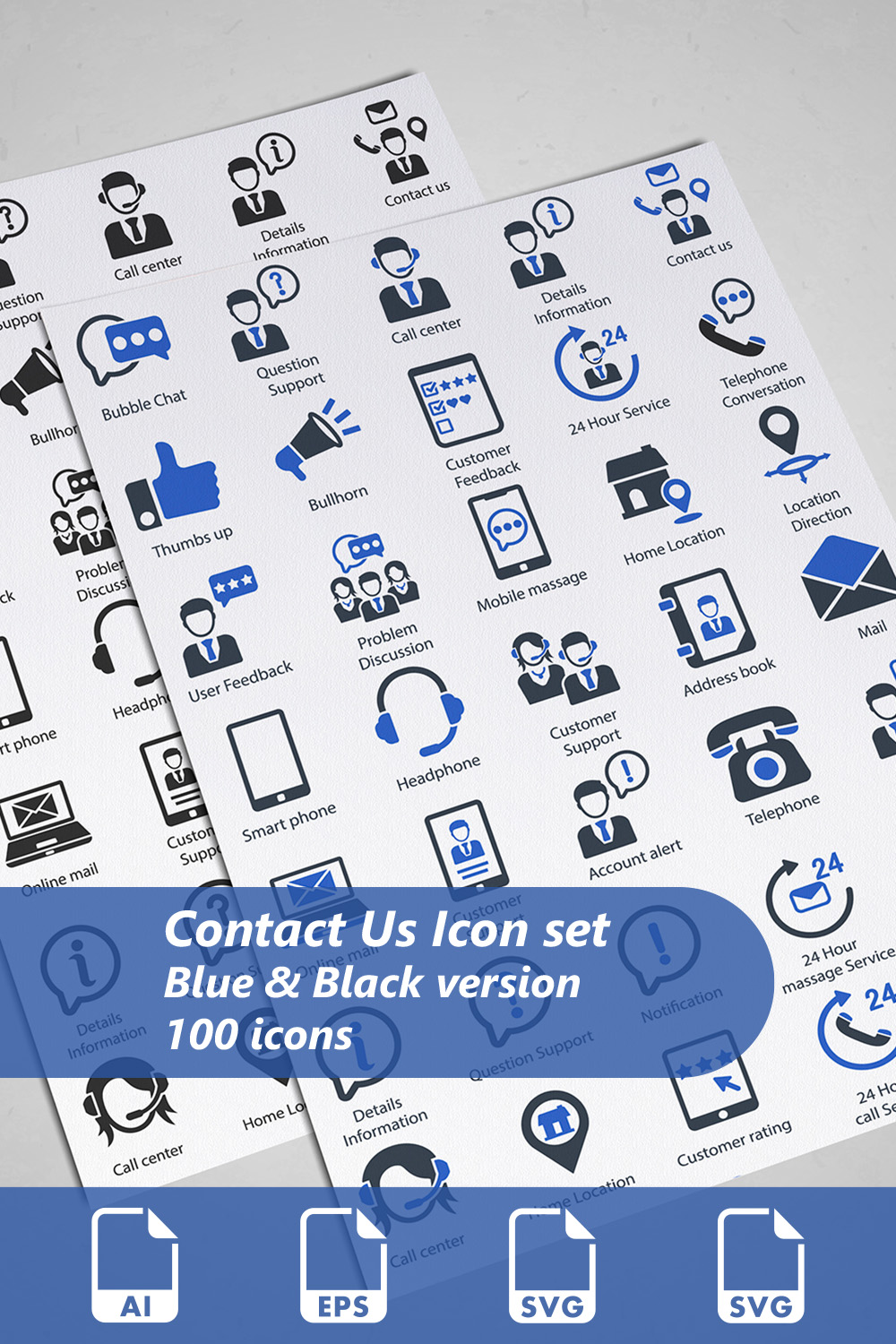 Contact Us Icon Set pinterest preview image.