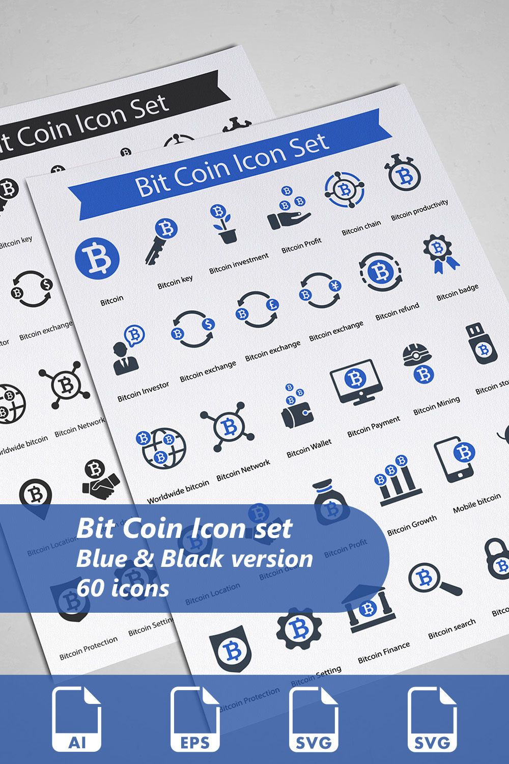 Bitcoin Icon Set pinterest preview image.