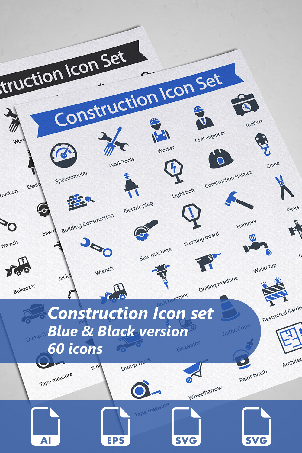 Construction Icon Set pinterest preview image.