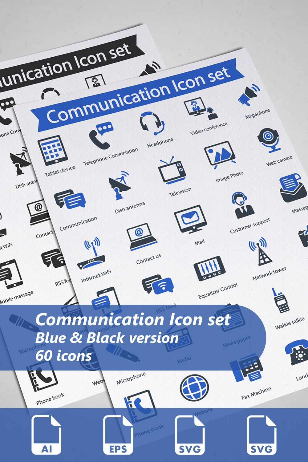 Communication Icon Set pinterest preview image.