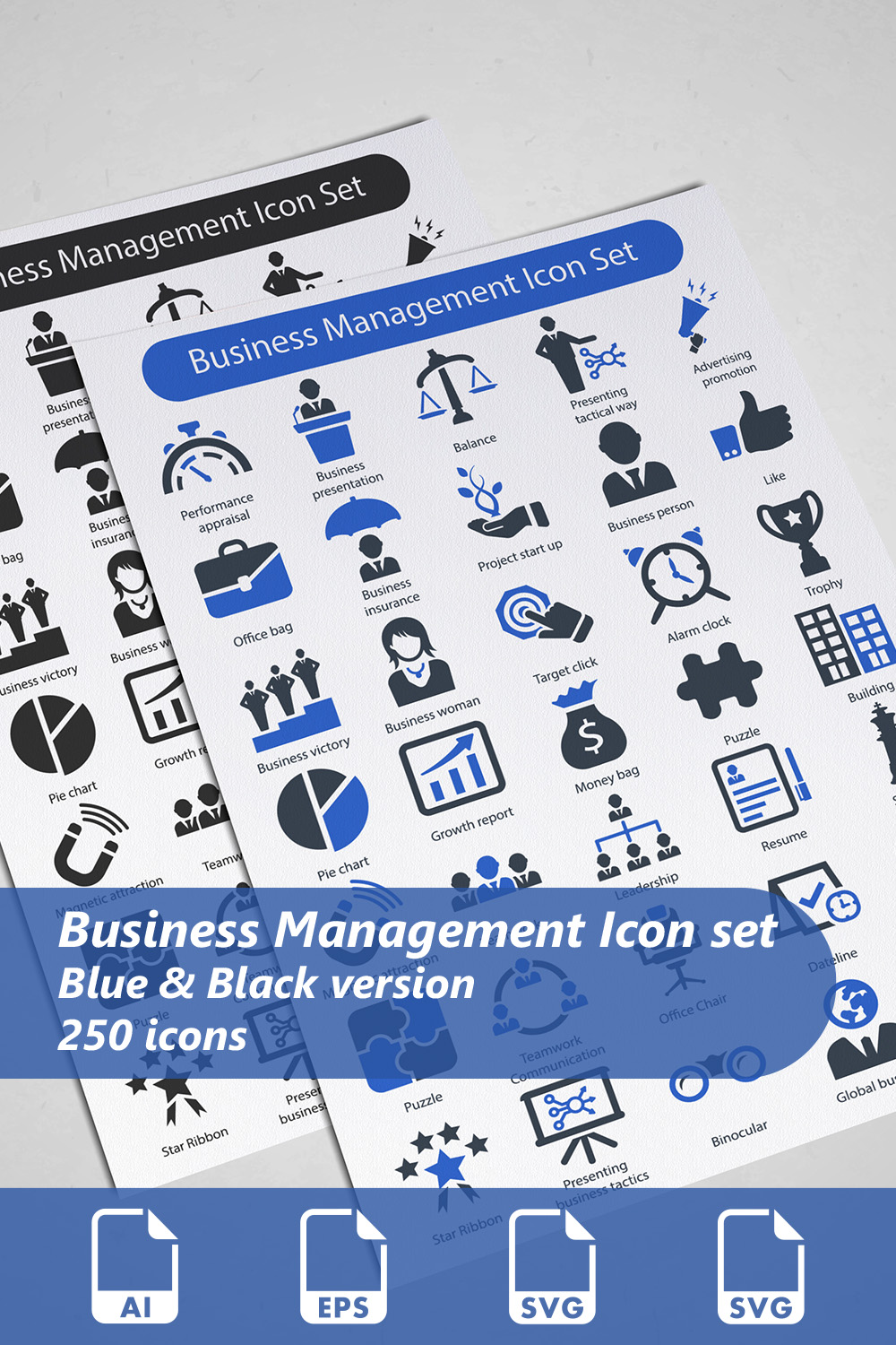Business Management Icon Set pinterest preview image.