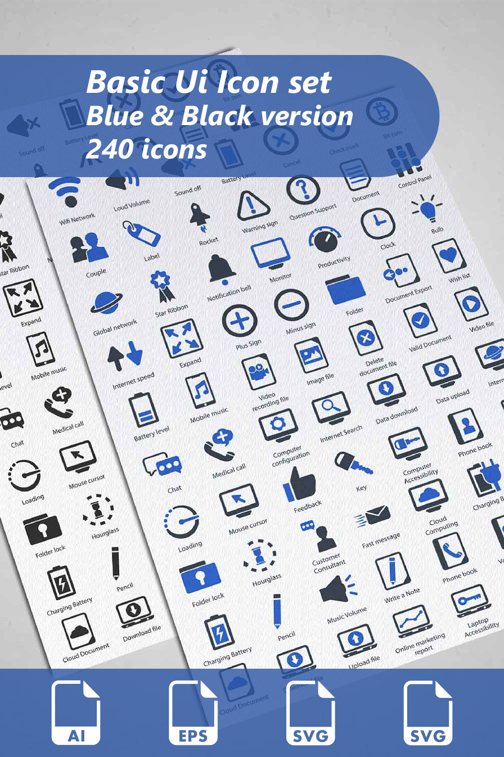 Basic UI Icon Set pinterest preview image.