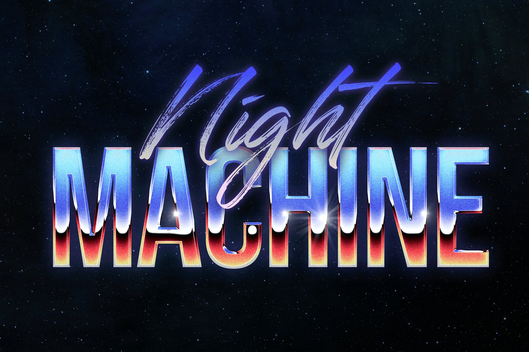 Night Machine - Chrome Text Effectpreview image.
