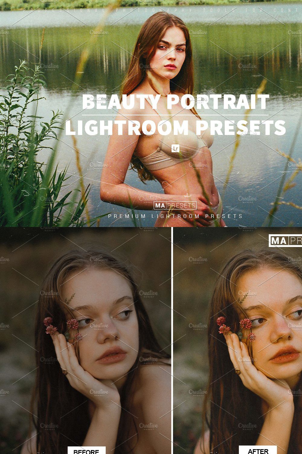 10 BEAUTY PORTRAIT Lightroom Presets pinterest preview image.