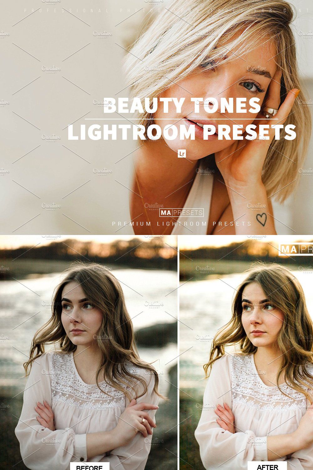 10 BEAUTY TONES Lightroom Presets pinterest preview image.