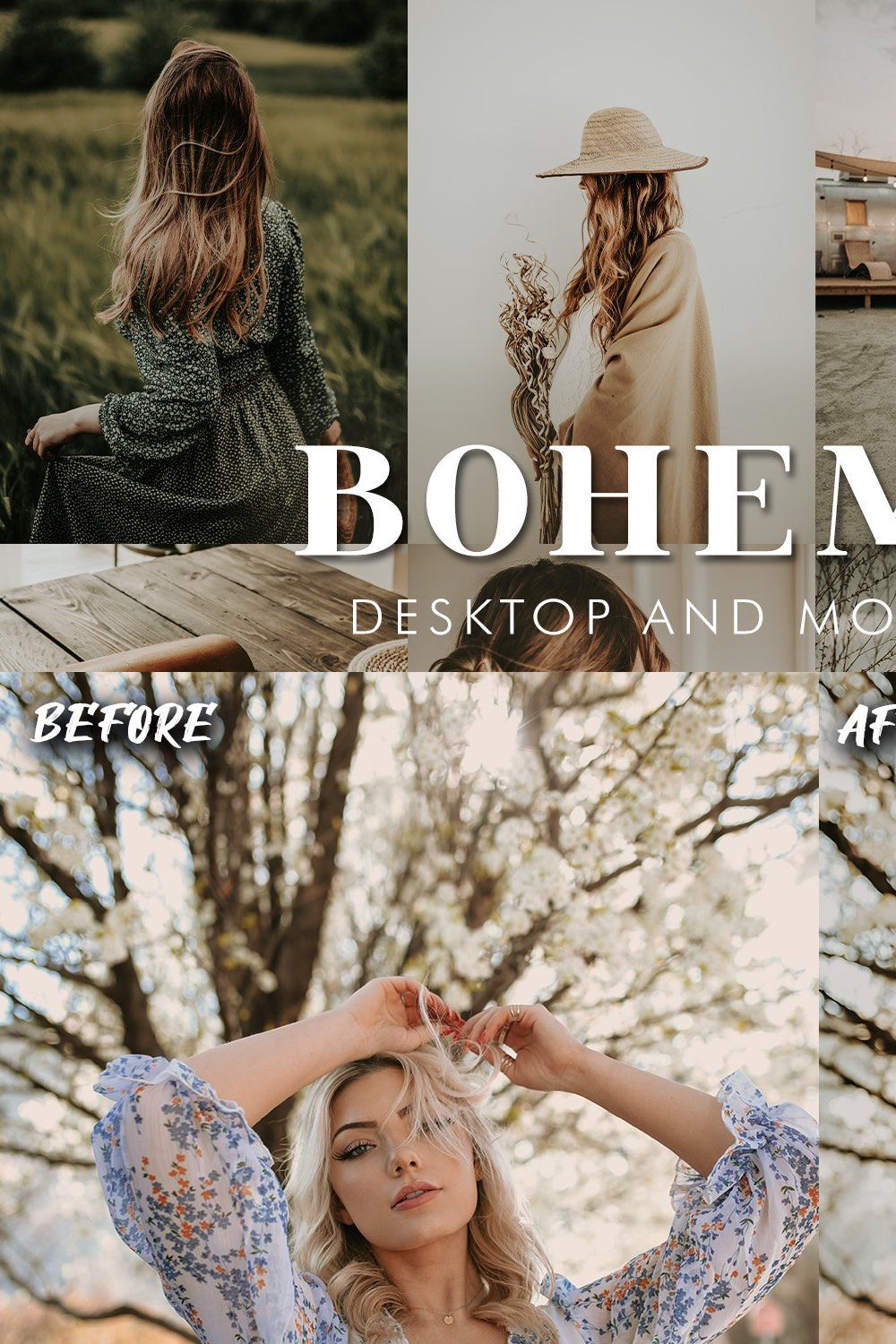 10 Bohemian Lightroom Presets pinterest preview image.