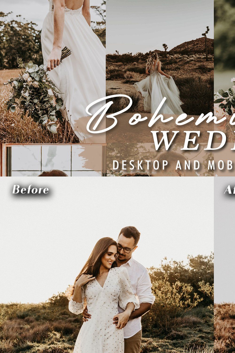 10 Boho Wedding Lightroom Presets pinterest preview image.