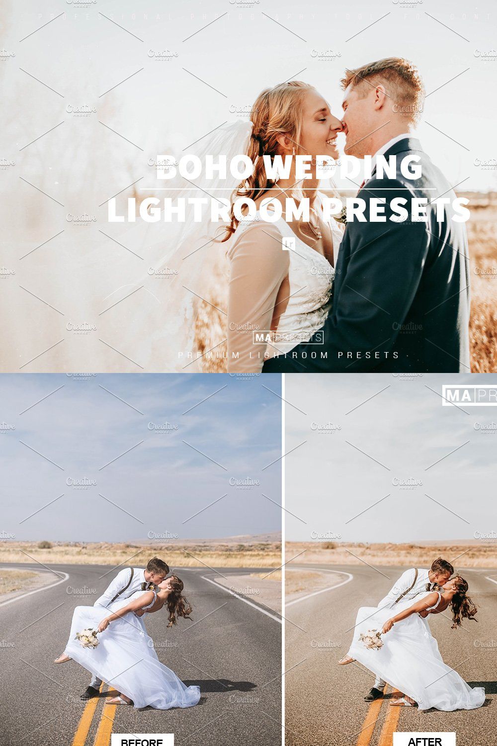10 BOHO WEDDING Lightroom Presets pinterest preview image.