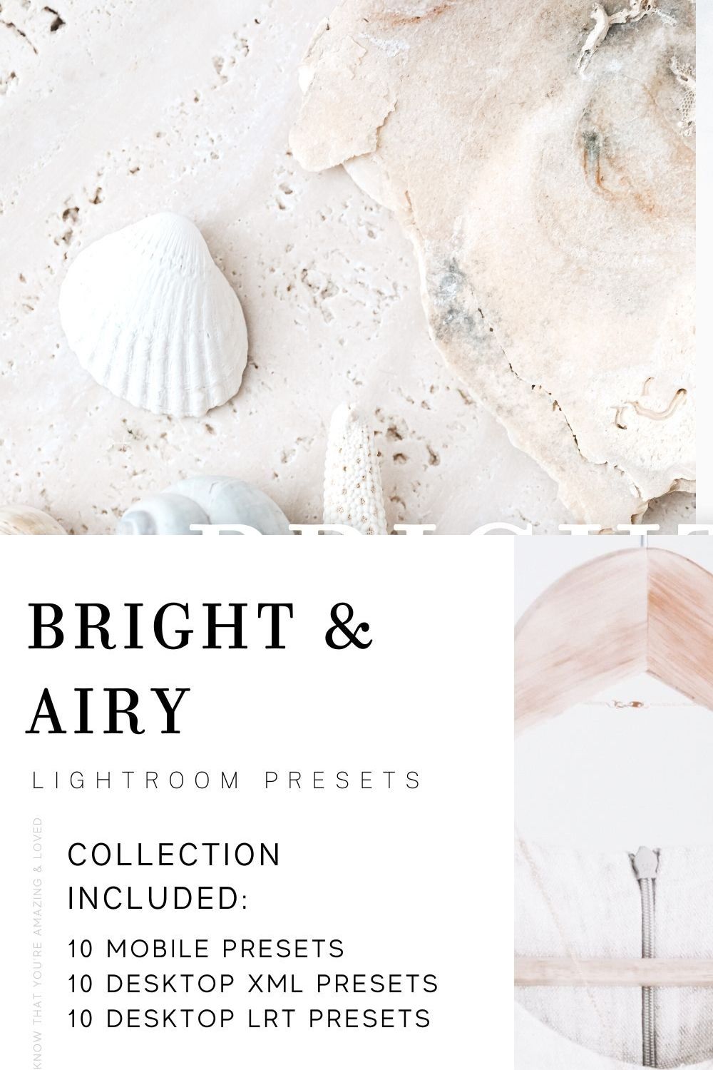 10 BRIGHT & AIRY LIGHTROOM PRESETS pinterest preview image.