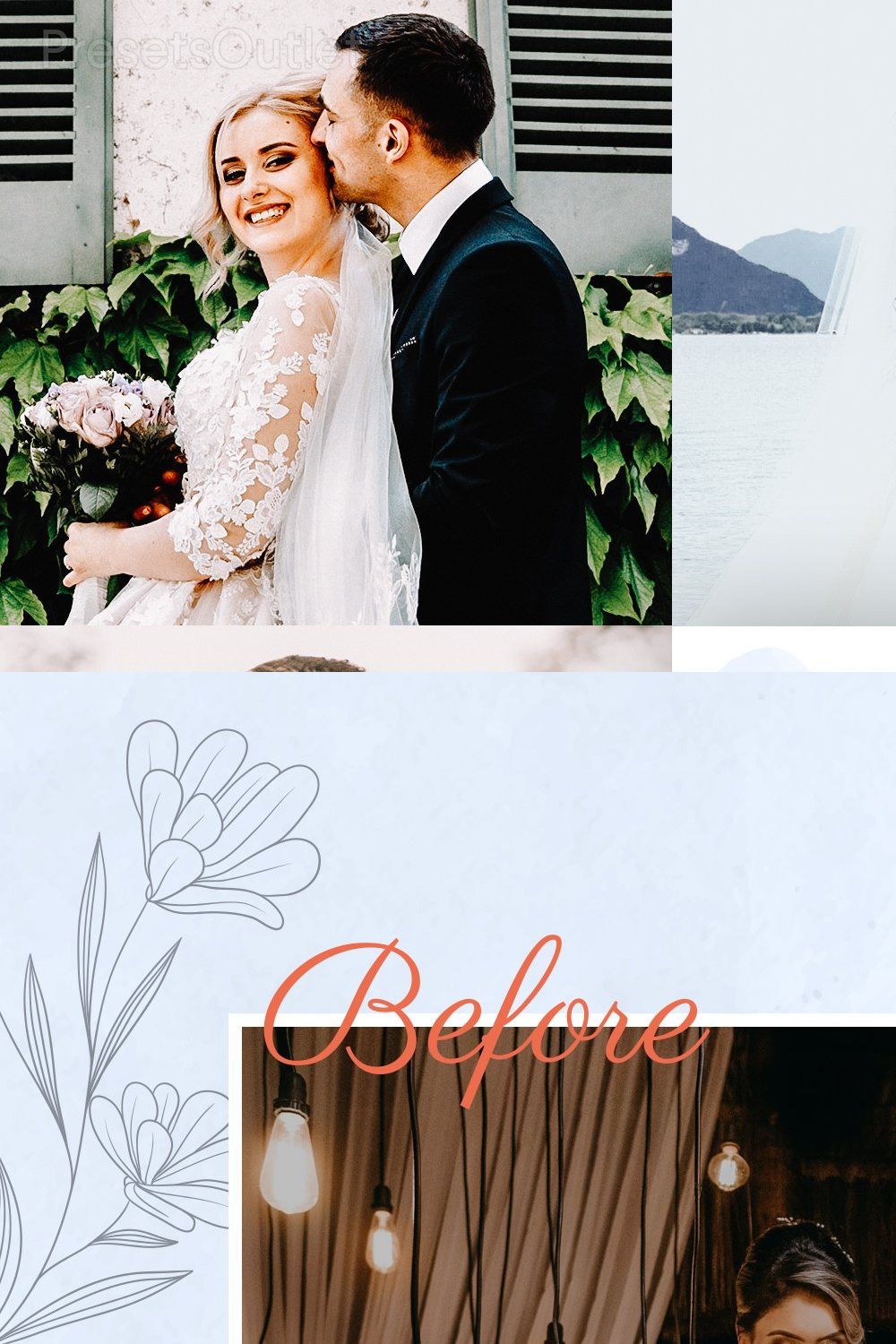 10 Bright Wedding Lightroom Presets pinterest preview image.