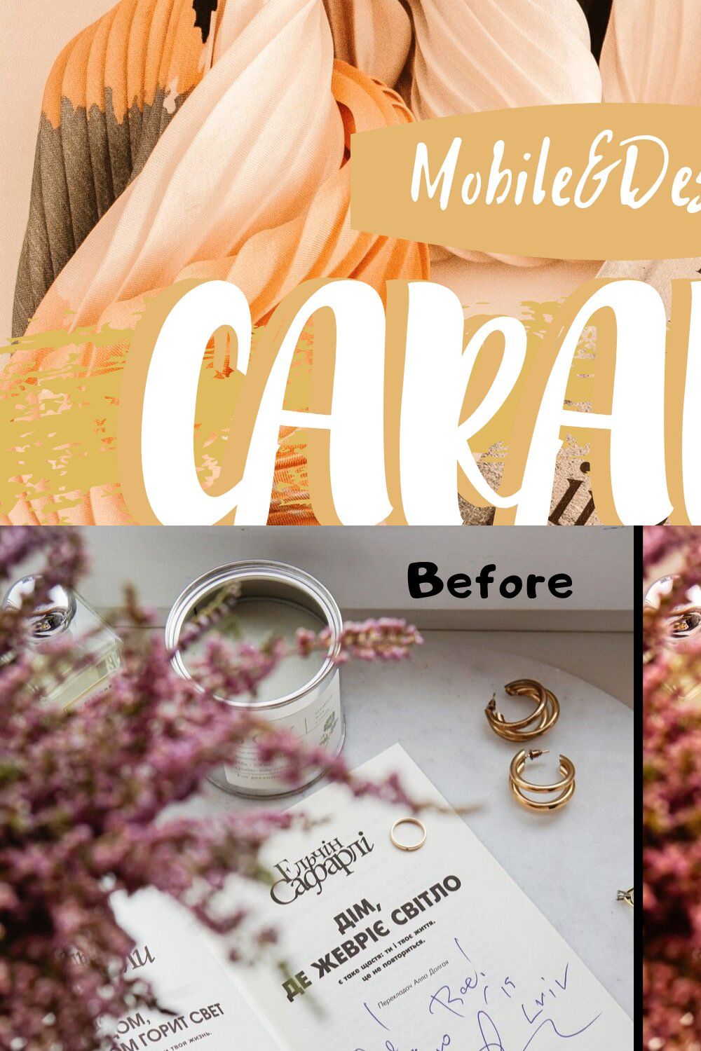 10 Caramel Lightroom Presets pinterest preview image.