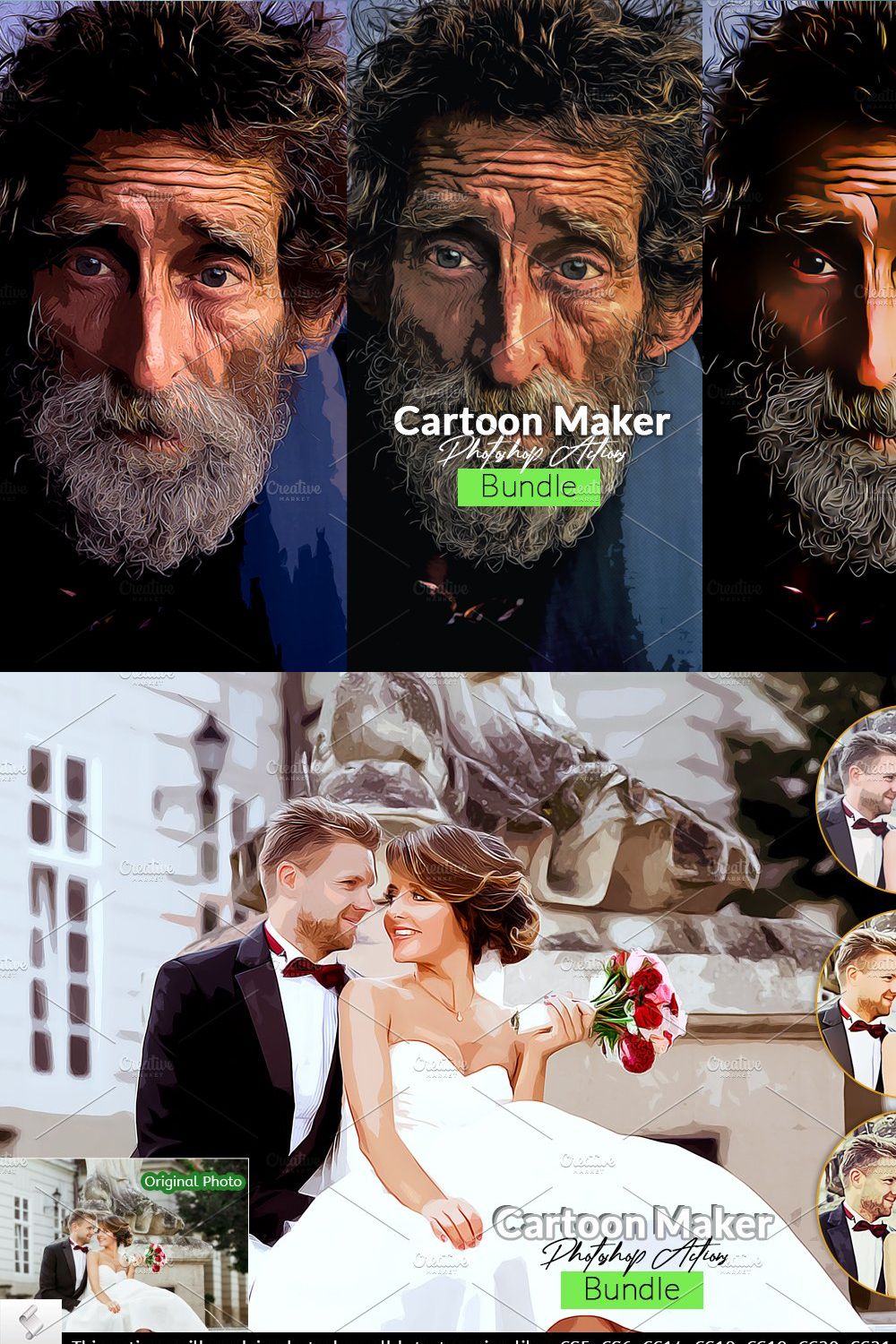 10 Cartoon Maker PS Actions Bundle pinterest preview image.