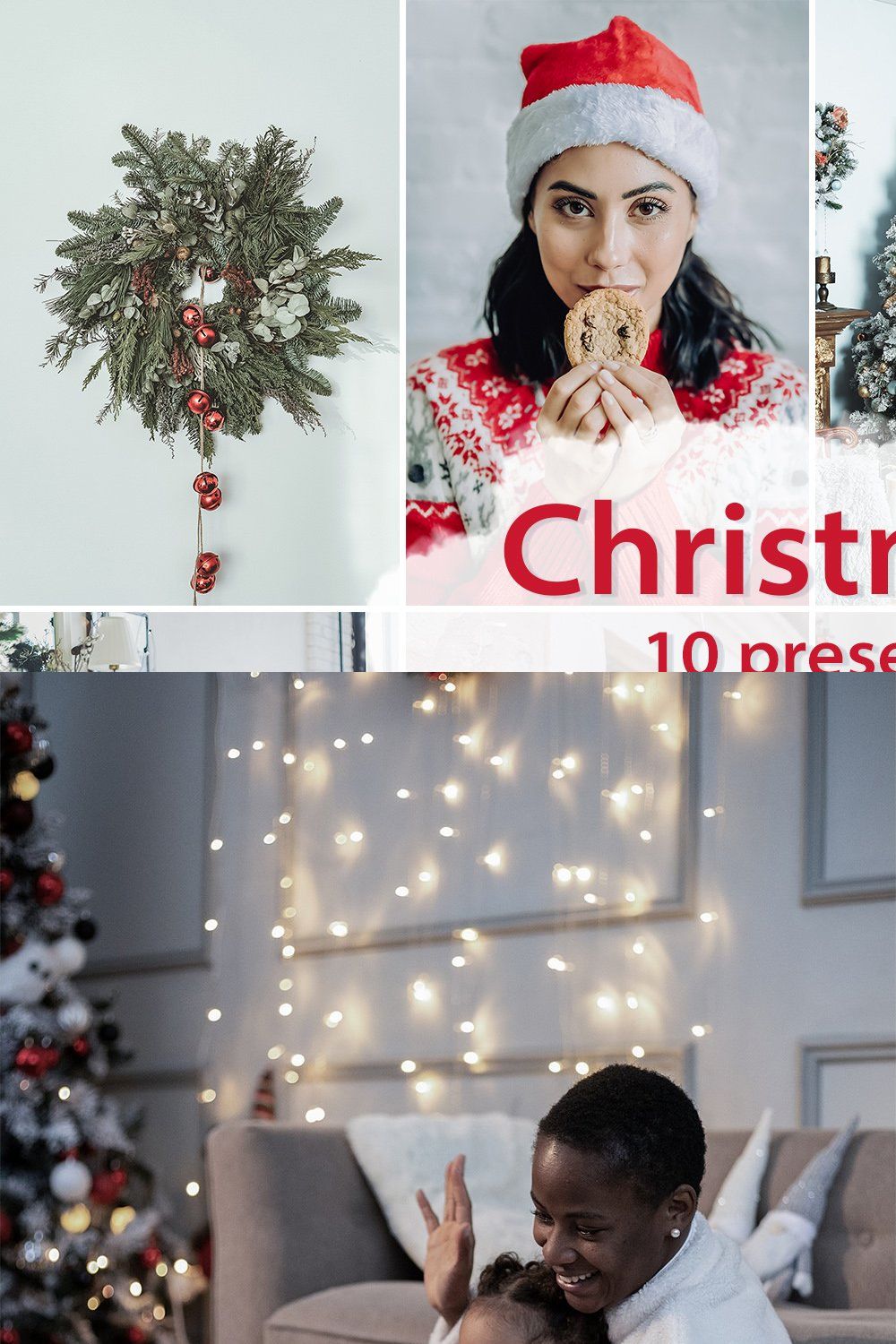 10 CHRISTMAS LIGHTROOM PRESETS pinterest preview image.