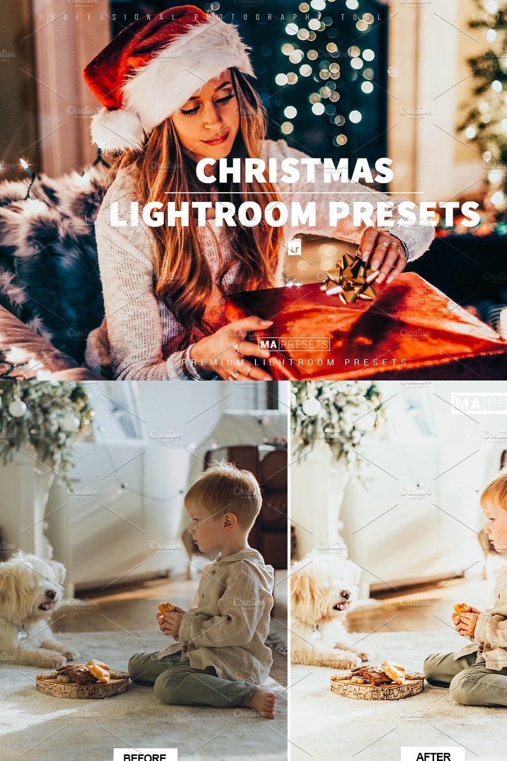 10 CHRISTMAS Lightroom Presets pinterest preview image.