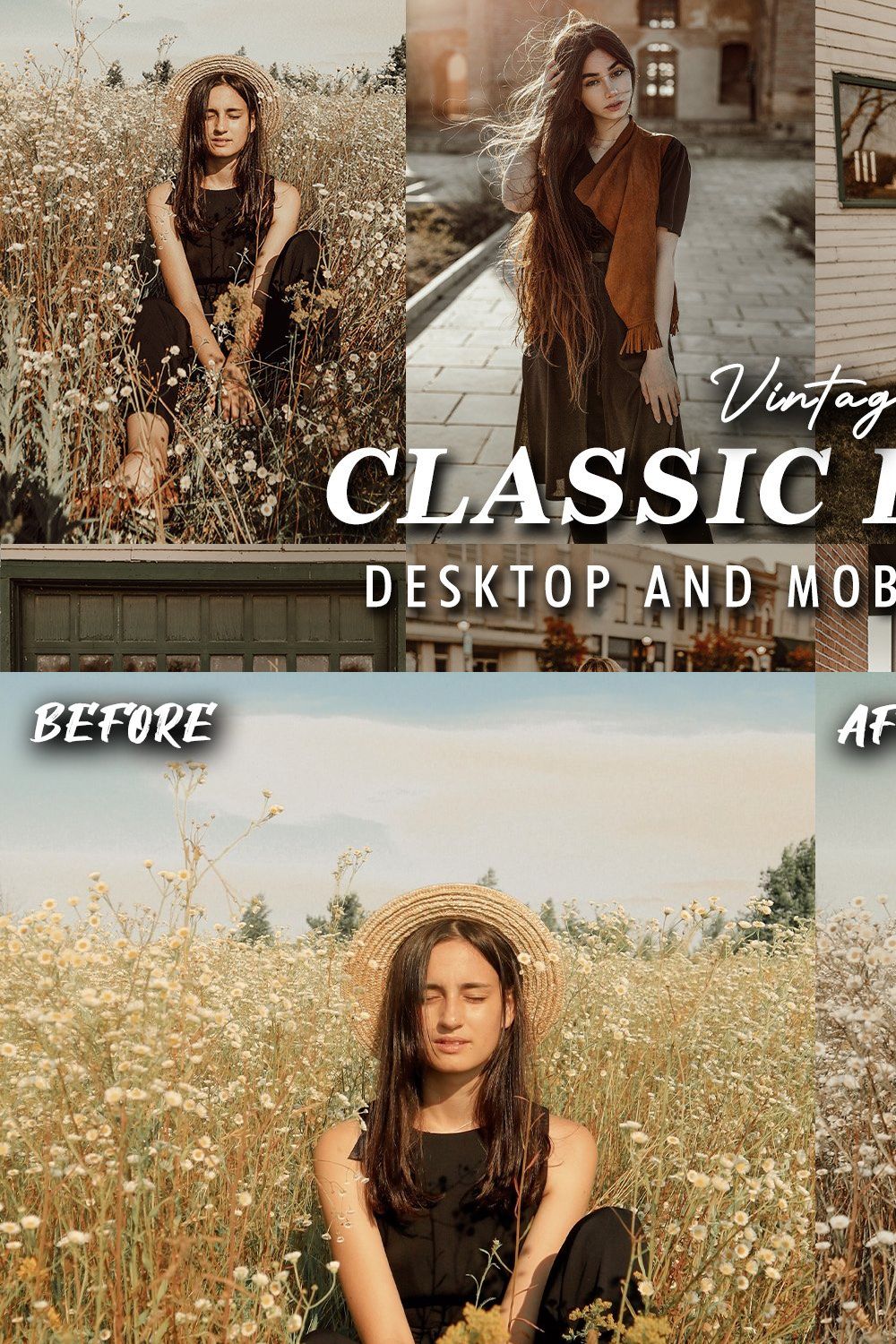 10 Classic Brown Lightroom Presets pinterest preview image.