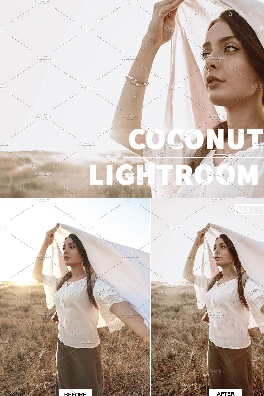 10 COCONUT Lightroom Presets pinterest preview image.