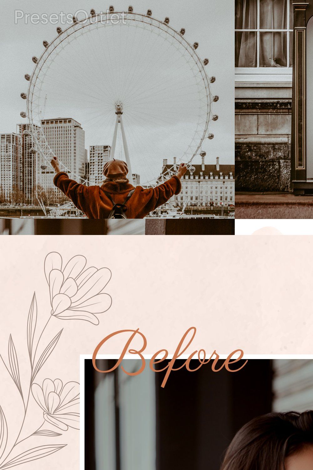 10 Creamy Brown Lightroom Presets pinterest preview image.