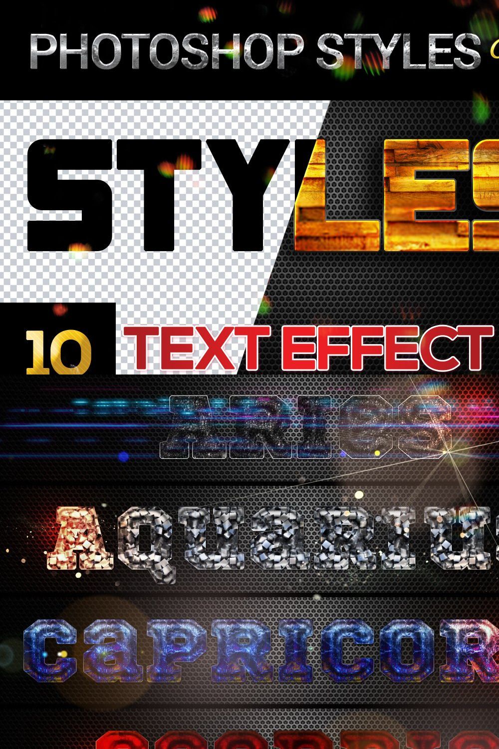 10 creative Photoshop Styles V04 pinterest preview image.