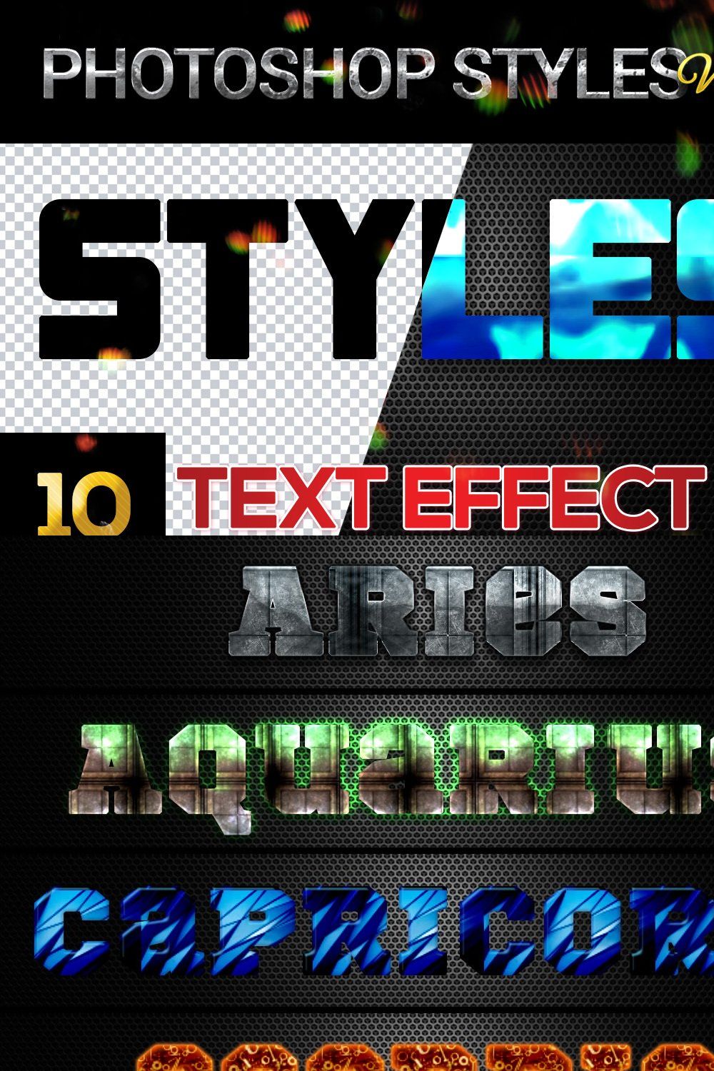 10 creative Photoshop Styles V100 pinterest preview image.