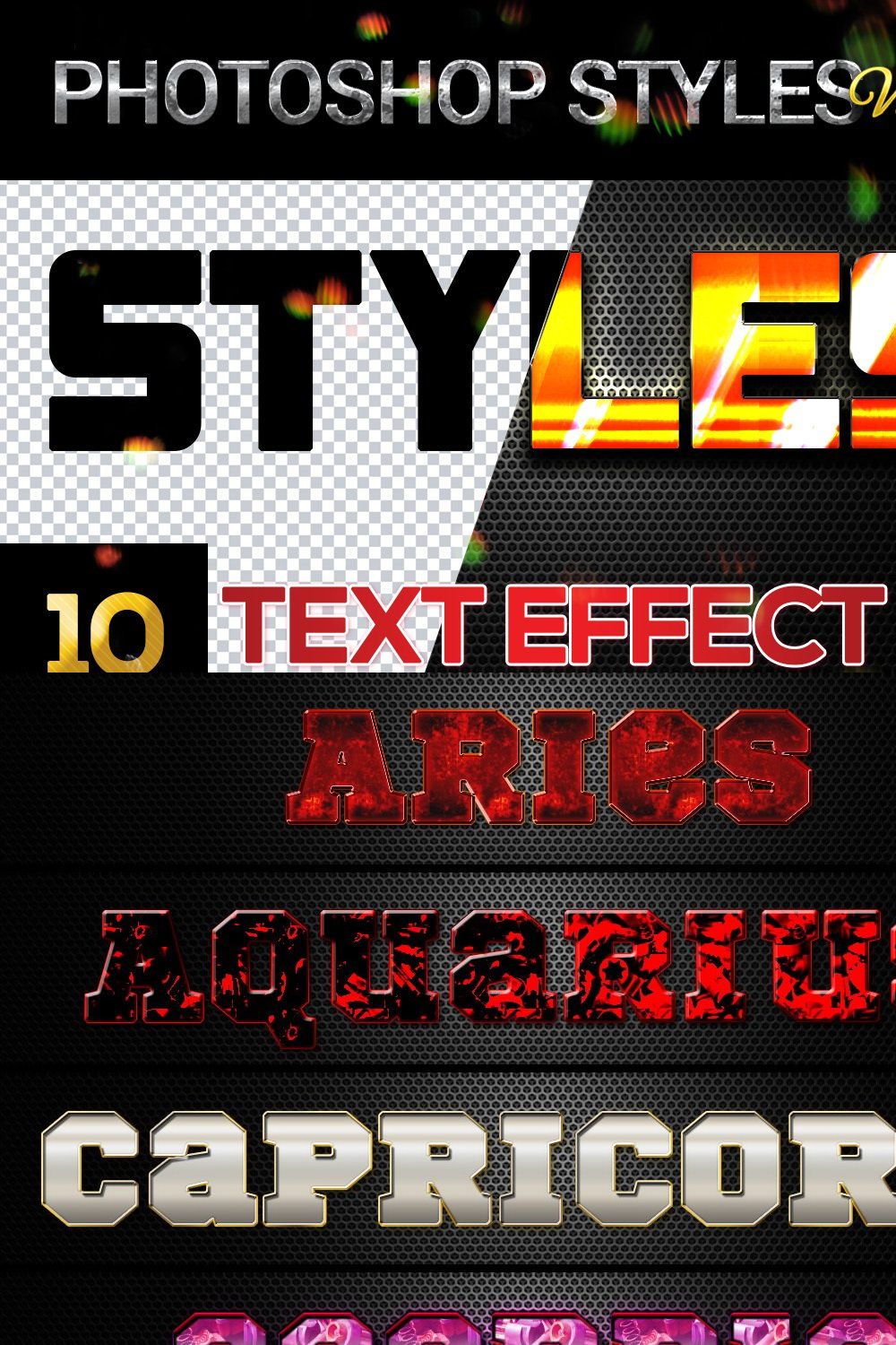 10 creative Photoshop Styles V106 pinterest preview image.