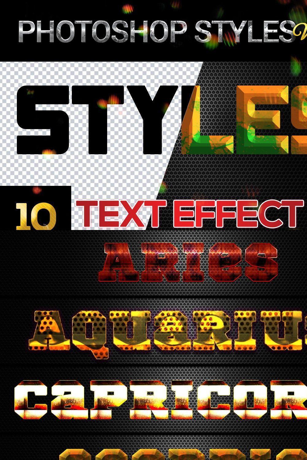 10 creative Photoshop Styles V115 pinterest preview image.