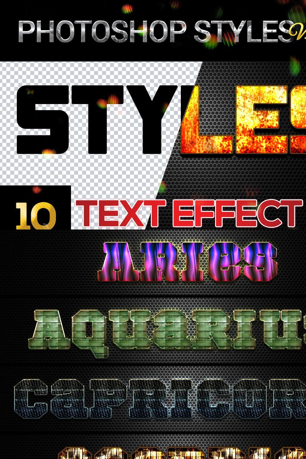 10 creative Photoshop Styles V130 pinterest preview image.