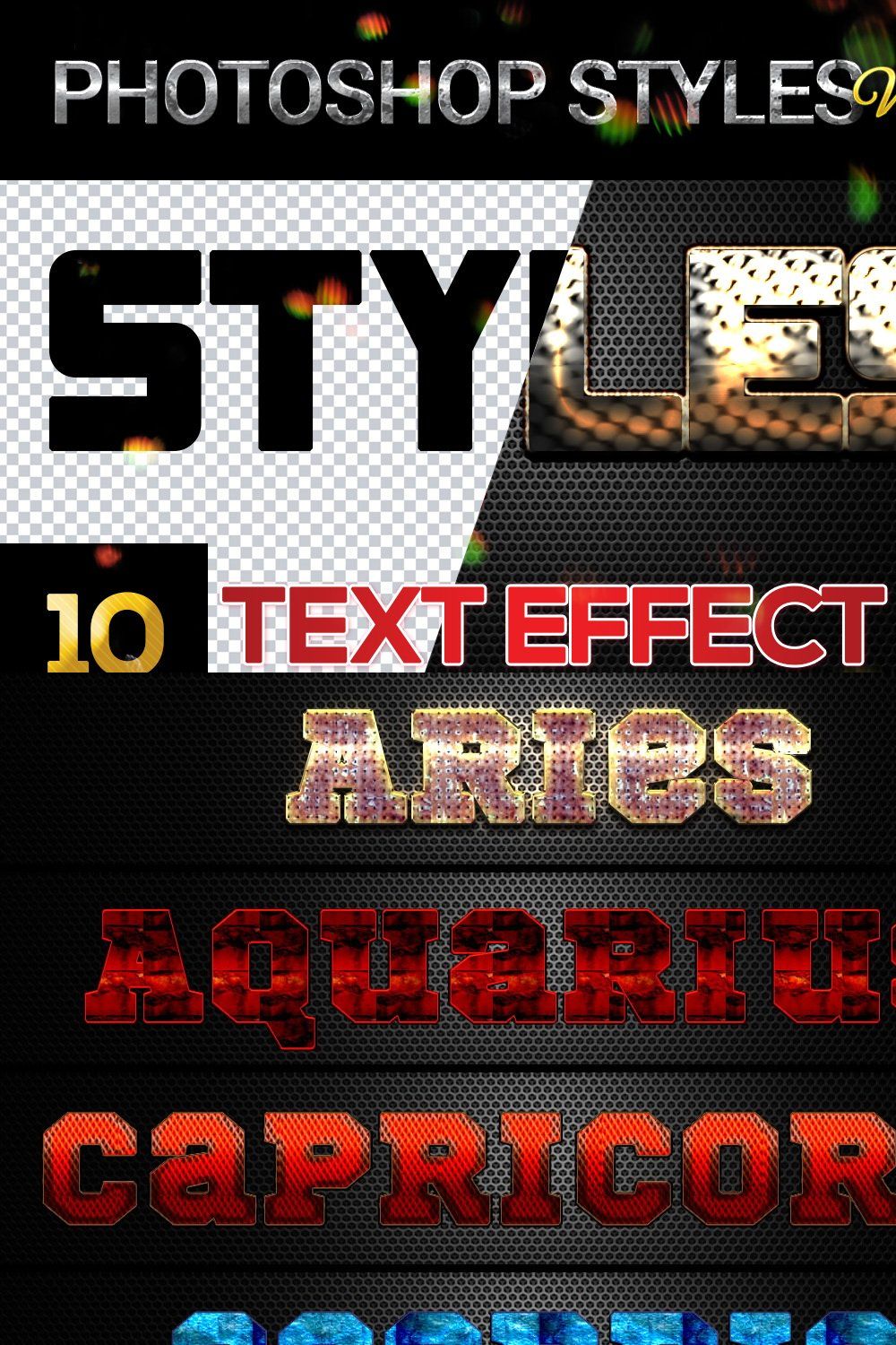10 creative Photoshop Styles V147 pinterest preview image.