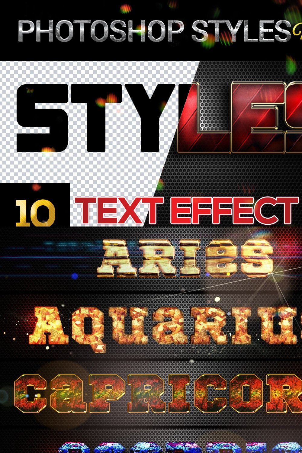 10 creative Photoshop Styles V16 pinterest preview image.