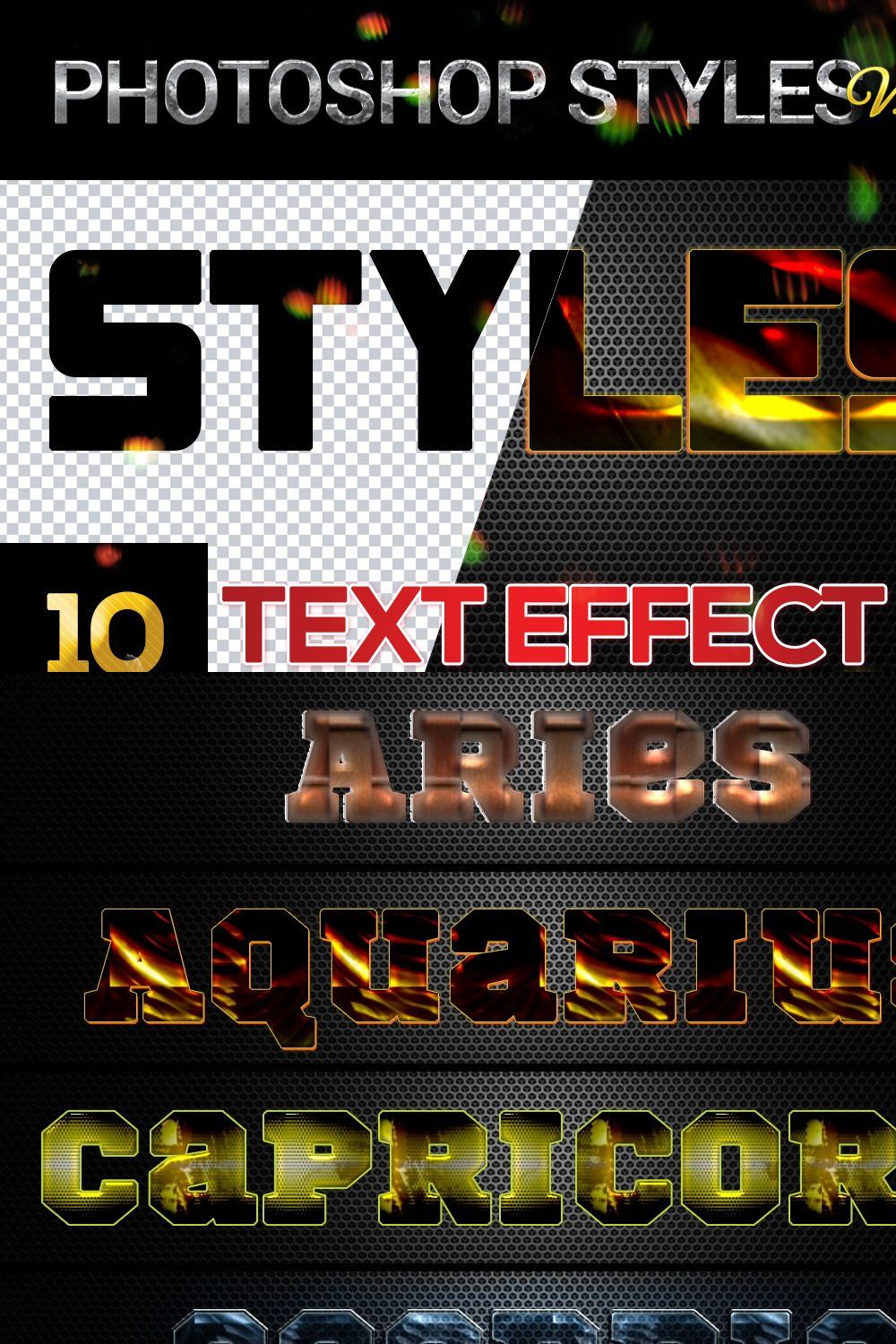 10 creative Photoshop Styles V162 pinterest preview image.
