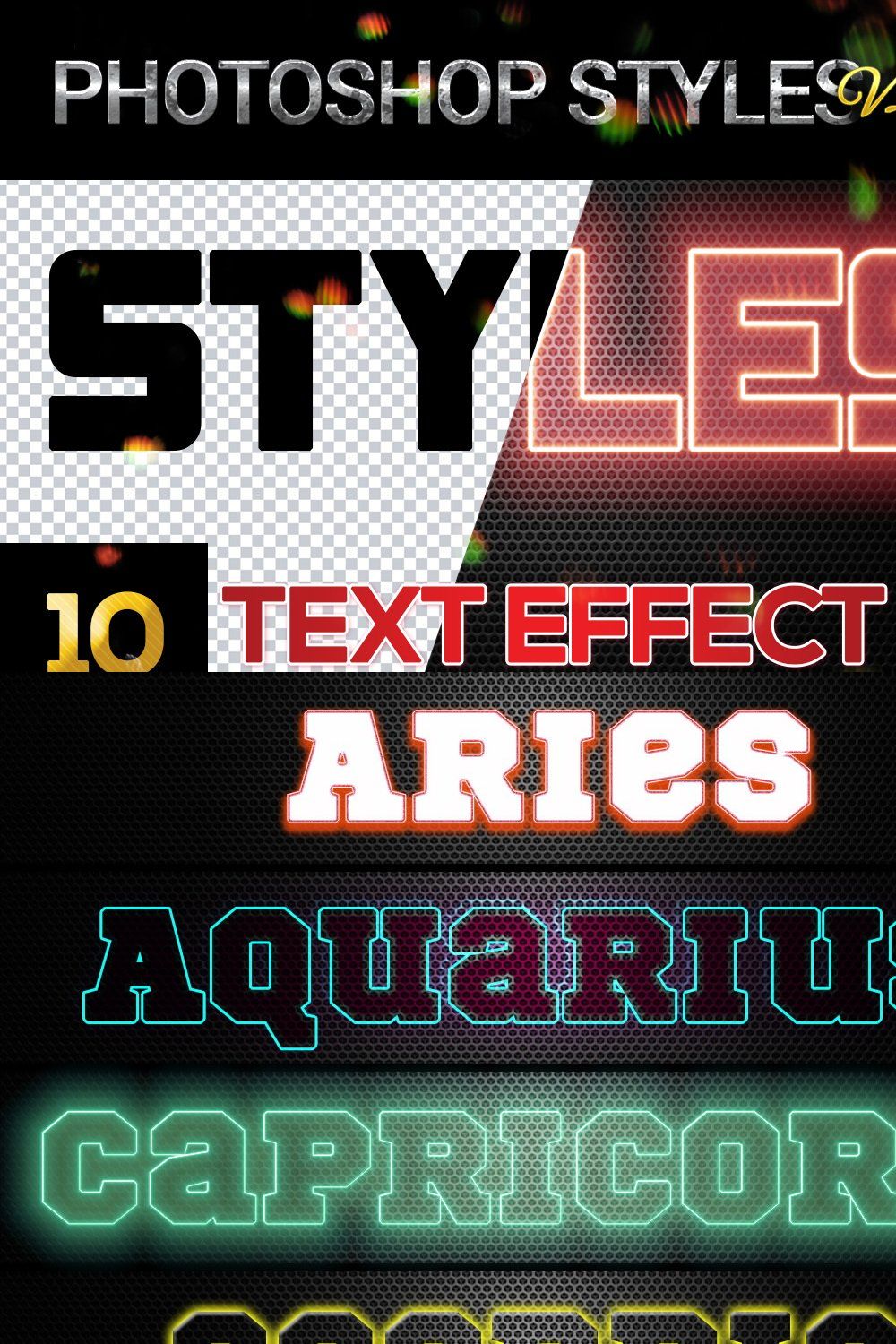 10 creative Photoshop Styles V202 pinterest preview image.