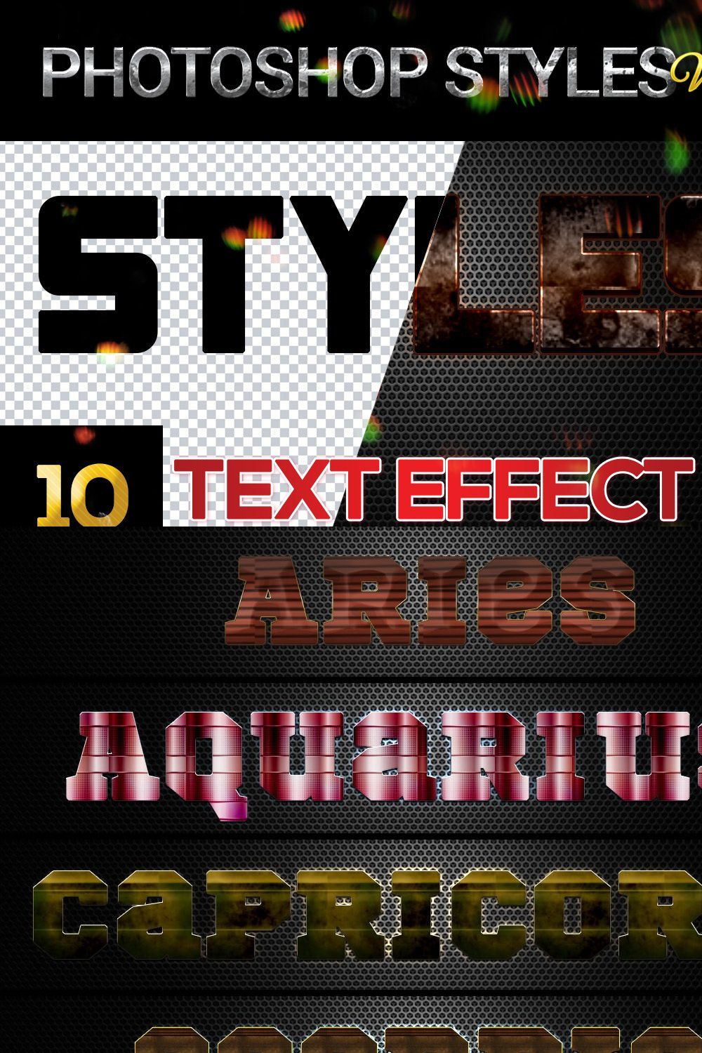 10 creative Photoshop Styles V38 pinterest preview image.