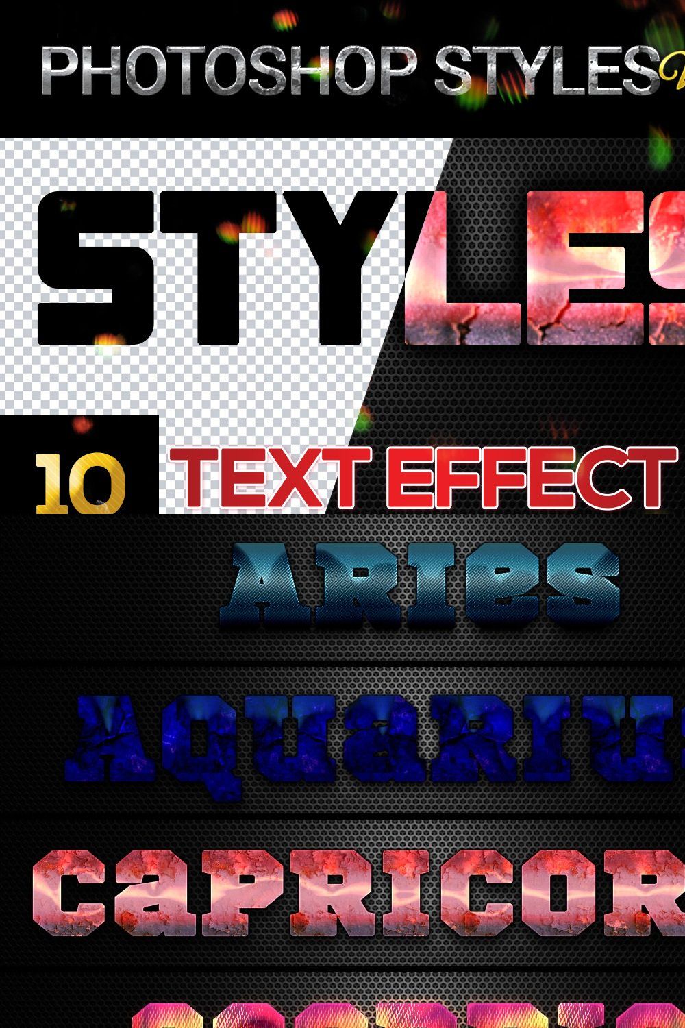 10 creative Photoshop Styles V40 pinterest preview image.
