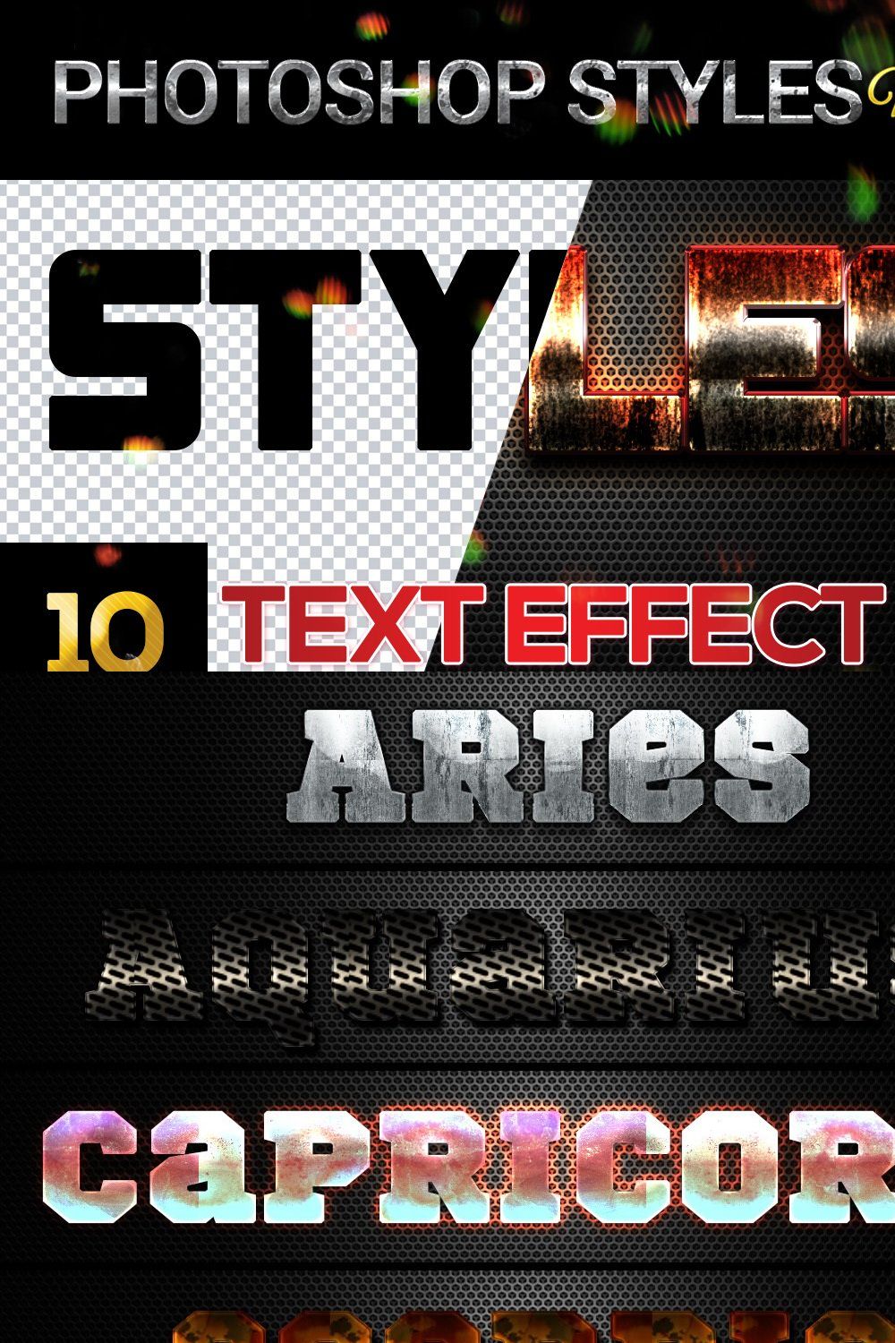 10 creative Photoshop Styles V41 pinterest preview image.