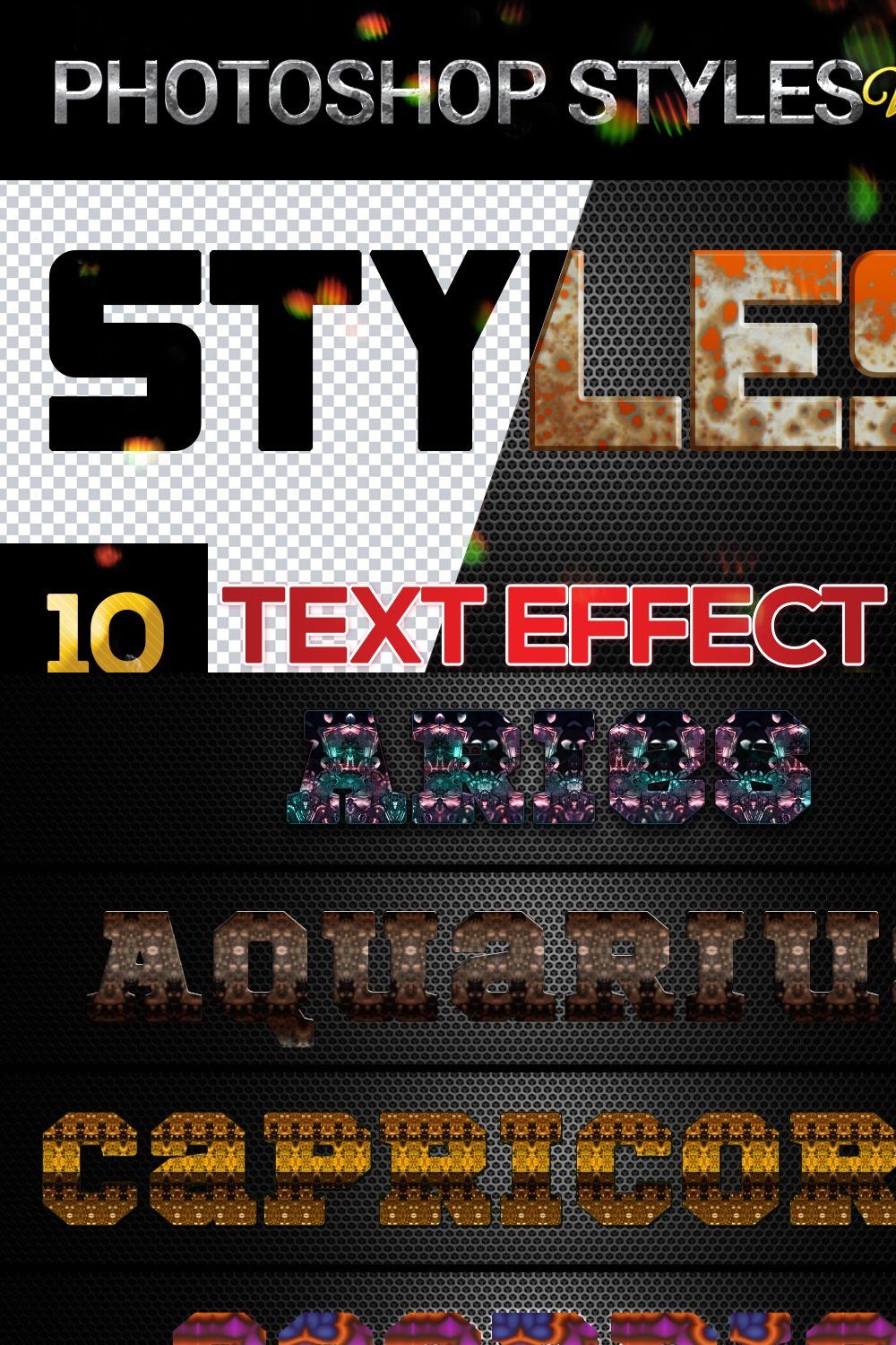 10 creative Photoshop Styles V95 pinterest preview image.